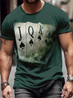 T Shirt for Man Men's Black and Golden Casual T-shirt Printed with "King" Crown + Arm Pattern Clothing Light Luxury Personality