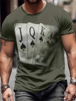 T Shirt for Man Men's Black and Golden Casual T-shirt Printed with "King" Crown + Arm Pattern Clothing Light Luxury Personality