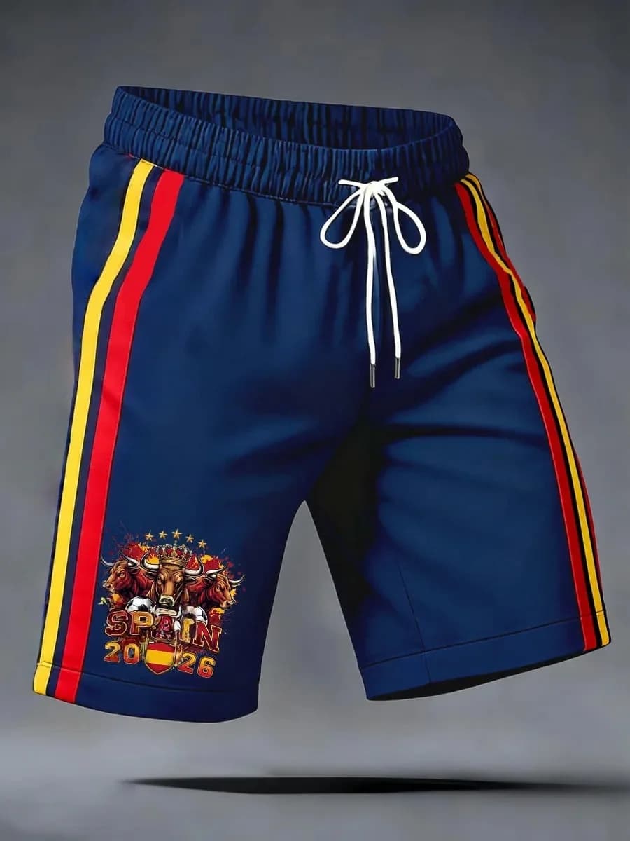 Spain Summer Fashion Printed Men's Quick Drying Shorts Comfortable and Fashionable Casual Outdoor Sports Shorts Football 2026