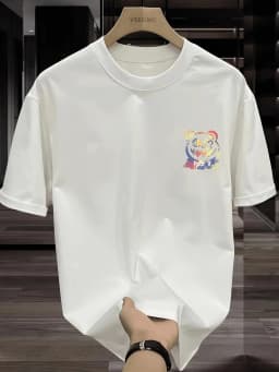 "Colorful Bear" Gradient Graffiti Men's T-shirt Streetwear Graphic Oversized Cotton Short Sleeve Tops Summer Streetwear