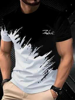 The new men's T-shirt for summer 2025 is casual soft comfortable and breathable with 3D gradient pattern printing