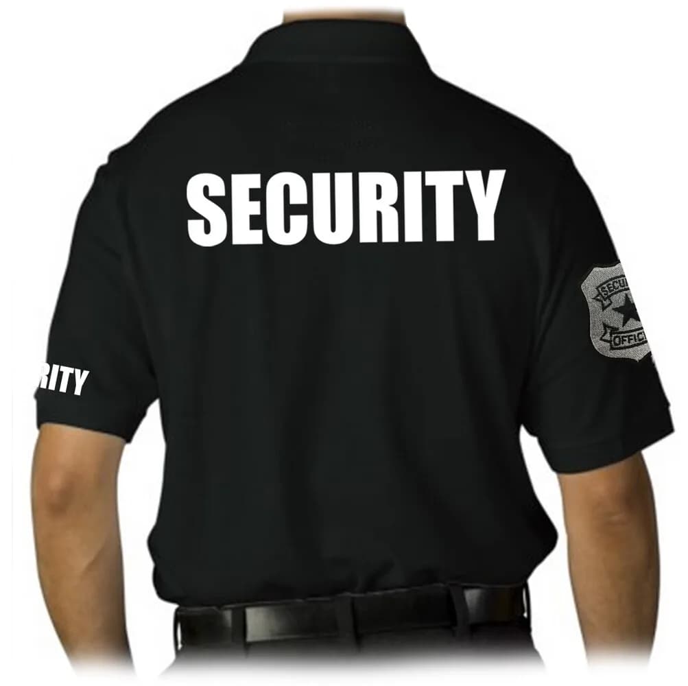 MEN'S PRINTED SECURITY EMBROIDERY BADGE STAFF UNIFORM COLLAR POLO T-SHIRT Black Graphic Polo Shirt Size Printed Vintage Summer