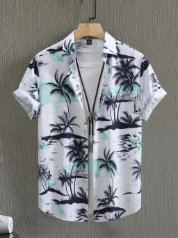 Summer 2026 Hawaiian Men's Fashionable Printed Beach Vintage Fun Casual Quick Drying Shirt