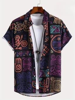 Hawaii Shirts for Men 3D Paisley Graphic Short-sleeved T-shirt Casual Lapel Buttons Male Tops Summer Oversized Bohemian Man Tees