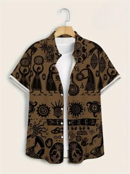 Hawaii Shirts for Men 3D Paisley Graphic Short-sleeved T-shirt Casual Lapel Buttons Male Tops Summer Oversized Bohemian Man Tees