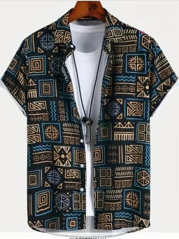 Hawaii Shirts for Men 3D Paisley Graphic Short-sleeved T-shirt Casual Lapel Buttons Male Tops Summer Oversized Bohemian Man Tees