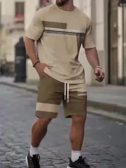 Summer 2025 Bestseller Men's Short-Sleeved Suit Breathable Casual and Fashionable 3D Printed Outdoor Streetwear