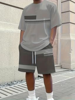 Summer 2025 Bestseller Men's Short-Sleeved Suit Breathable Casual and Fashionable 3D Printed Outdoor Streetwear