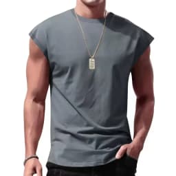 2026 Men's Loose Fit round Neck Short Sleeve T-Shirt Casual Breathable Summer Sports Basic Vest for Comfortable Wear