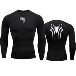 Men's Compression Spider Printed T-Shirt Sports Muscle Fitness Tight Quick-drying Long Sleeve Breathable Gym Bottoming Clothes