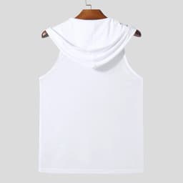 New Chic Men Hooded Sports Tank Tops Sexy Solid Color Transparent Sleeveless T-shirt Summer Casual Drawstring Fitness Vest S-2XL