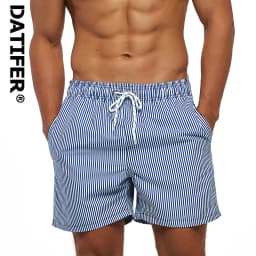 Men's Simple Vertical Striped 3D Print Summer Outdoor Beach Shorts Swim Trunks Breathable Quick-Drying Casual Sports Pants