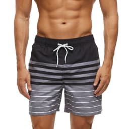 Men's Simple Vertical Striped 3D Print Summer Outdoor Beach Shorts Swim Trunks Breathable Quick-Drying Casual Sports Pants