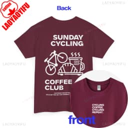 Sunday Cycling Coffee Club Graphic T Shirts Unisex Woman Man Summer Bicycle High Quality Cotton T-shirt Classic Breathable Tops