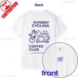 Sunday Cycling Coffee Club Graphic T Shirts Unisex Woman Man Summer Bicycle High Quality Cotton T-shirt Classic Breathable Tops