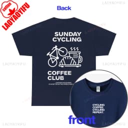 Sunday Cycling Coffee Club Graphic T Shirts Unisex Woman Man Summer Bicycle High Quality Cotton T-shirt Classic Breathable Tops