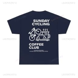 Sunday Cycling Coffee Club Graphic T Shirts Unisex Woman Man Summer Bicycle High Quality Cotton T-shirt Classic Breathable Tops