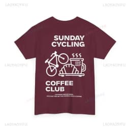 Sunday Cycling Coffee Club Graphic T Shirts Unisex Woman Man Summer Bicycle High Quality Cotton T-shirt Classic Breathable Tops