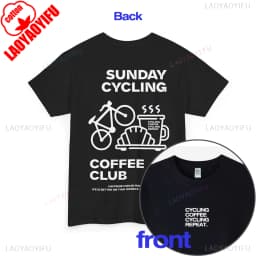 Sunday Cycling Coffee Club Graphic T Shirts Unisex Woman Man Summer Bicycle High Quality Cotton T-shirt Classic Breathable Tops