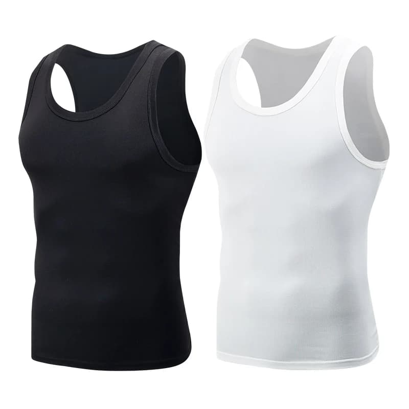 1/3 Piece Men's Four Seasons Black And White Classic Color Basic Vest Plus Size Youth Sports And Leisure Running Joker Bottoming
