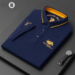 Men's Embroidered Casual Fashion Short Sleeved POLO Shirt Summer Comfortable Top
