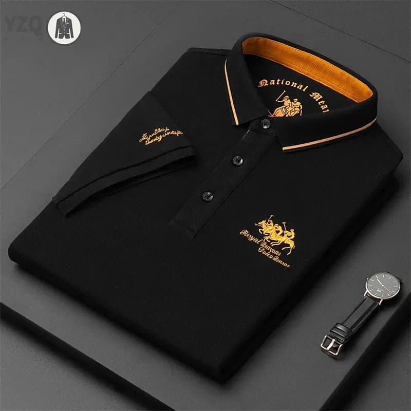 Men's Embroidered Casual Fashion Short Sleeved POLO Shirt Summer Comfortable Top