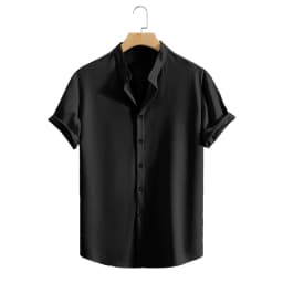 Youth Casual Beach Short Sleeve Shirts Solid Color Loose Casual Breathable Shirt Lightweight Streetwear Male Button Tops