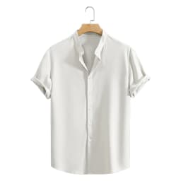 Youth Casual Beach Short Sleeve Shirts Solid Color Loose Casual Breathable Shirt Lightweight Streetwear Male Button Tops