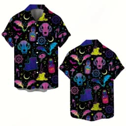 Skull 3D Printed Men's Hawaiian Shirt Street Gothic Style Trendy Vintage Lapel Tops Summer Y2K Casual Short Sleeve Beach Shirt