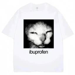 2026 New Design - Fun Ibuprofen Cat Emoticon T-Shirt - Humorous and Fashionable - Cotton Printed Casual T-Shirt