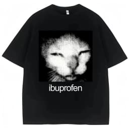 2026 New Design - Fun Ibuprofen Cat Emoticon T-Shirt - Humorous and Fashionable - Cotton Printed Casual T-Shirt