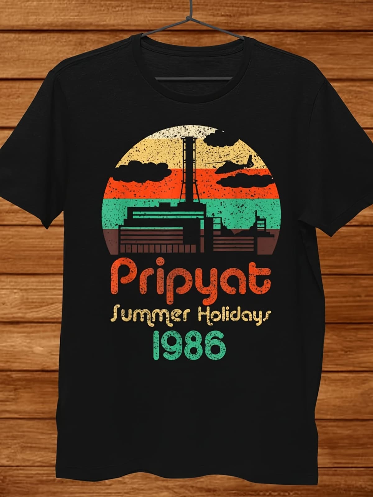 Pripyat Chernobyl Retro T-shirt Men Women -1986 Summer Print Retro Nuclear Disaster Round Neck Short Sleeved Shirt
