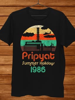 Pripyat Chernobyl Retro T-shirt Men Women -1986 Summer Print Retro Nuclear Disaster Round Neck Short Sleeved Shirt
