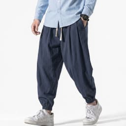 Korean Men Linen Pants Spring Loose Beach Holiday Cotton Casual Hiking Trousers Male Summer Baggy Pant Gym Man Work Streetwear