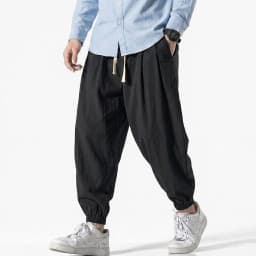 Korean Men Linen Pants Spring Loose Beach Holiday Cotton Casual Hiking Trousers Male Summer Baggy Pant Gym Man Work Streetwear