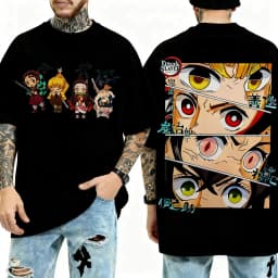 Demon Slayer Anime Character Eyes Printed T-shirt Men's and Women's T-shirt Men's Top Sports T-shirt 2026 Summer New