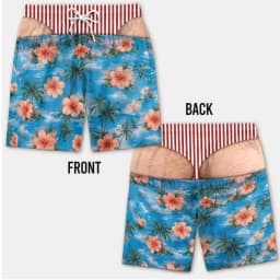Men Funny Prank USA Flag Fake Butt Beach Shorts Novelty 3D Print Quick‑Dry Drawstring Elastic Waist Party Swim Board Trunks