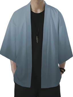 Men's Fashion Gradient Print Loose-Fit Kimono Casual Summer Beachwear,Open Front, Lightweight Polyester Kimono Style Streetwear