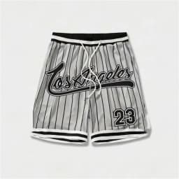 European and American men's summer Gothic letter stripe print comfortable breathable drawstring shorts outdoor casual pants