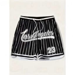 European and American men's summer Gothic letter stripe print comfortable breathable drawstring shorts outdoor casual pants