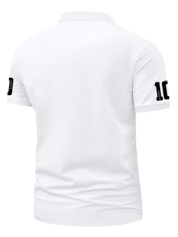 Men's Elegant Style Polo Shirt Royal Crown Print Turn Down Collar Short Sleeve Tops with Number 10 Sleeve Detail S-XXL