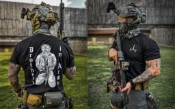 Unisex Military Tactical Skull Soldier Print T-Shirt Black Cotton Short Sleeve Back Big Print Casual Army Style Streetwear Tee