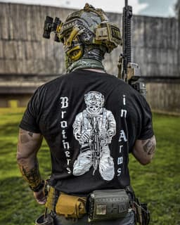 Unisex Military Tactical Skull Soldier Print T-Shirt Black Cotton Short Sleeve Back Big Print Casual Army Style Streetwear Tee