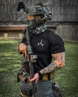 Unisex Military Tactical Skull Soldier Print T-Shirt Black Cotton Short Sleeve Back Big Print Casual Army Style Streetwear Tee