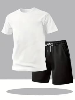 New Summer Fitness Sportswear for Men, Short-Sleeved T-Shirt and Shorts Two-Piece Set, Breathable and Quick-Drying Casual Wear.