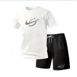 New Summer Fitness Sportswear for Men, Short-Sleeved T-Shirt and Shorts Two-Piece Set, Breathable and Quick-Drying Casual Wear.