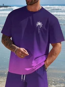 Summer Casual Everyday Men's Short Sleeve Top Hawaiian Men's Fashion T-shirt Outdoor Beach Men's Crew Neck T-shirt 3D Print