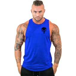 New Hot Sale Mens Skull Printed Tank Top Breathable Cool Vest Running Shirt Cotton Tees Bodybuilding Singlet Fitness Sleeveless