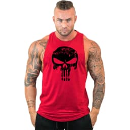 New Hot Sale Mens Skull Printed Tank Top Breathable Cool Vest Running Shirt Cotton Tees Bodybuilding Singlet Fitness Sleeveless