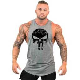 New Hot Sale Mens Skull Printed Tank Top Breathable Cool Vest Running Shirt Cotton Tees Bodybuilding Singlet Fitness Sleeveless